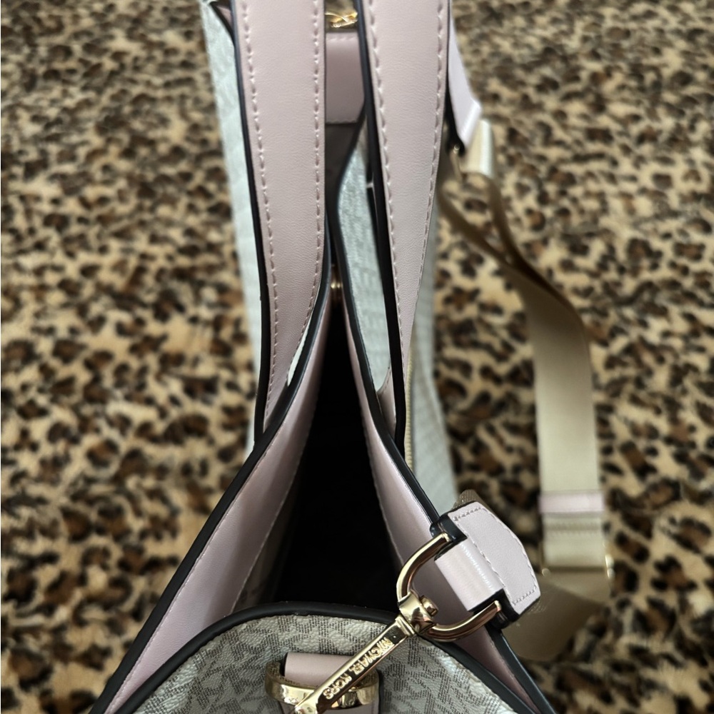 Michael Kors Kenly Large Canvas Leather Tote Crossbody Multi Color - Picture 10 of 14